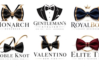 design a professional bow tie, menswear, formal wear, fashion butterfly tie logo