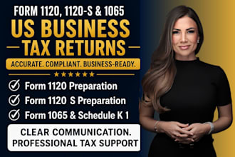 prepare US business tax returns form 1120, 1120s and 1065 partnership tax return