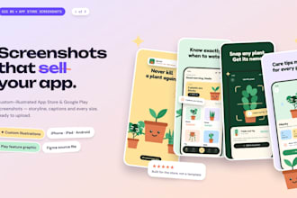 design illustrated app store screenshots and play store feature graphic