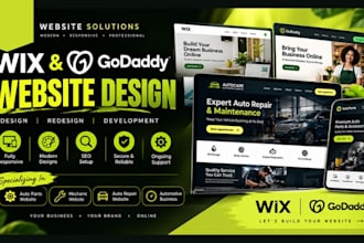 design wix automotive godaddy website auto part auto repair mechanic website wix