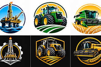 design a professional oil rig, tractor, combine logo