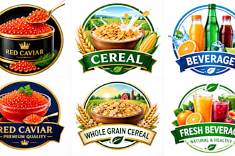 design a professional red caviar, cereal, beverage logo