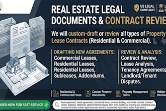 draft rental agreement, lease agreement, and legal contracts