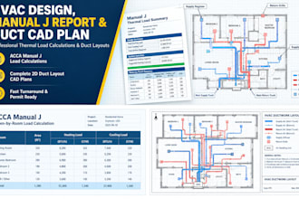 design hvac layout, manual j report, and duct layout cad plan