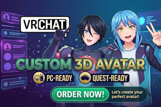create custom 3d rigid live 2d vtuber model anime character vr chat avatar