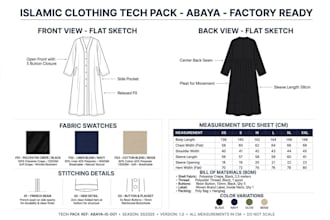 make factory ready tech pack with flat sketch