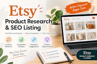 do  etsy product research and SEO listing