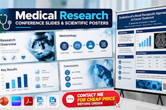 create medical research conference bold powerpoint slides and scientific posters