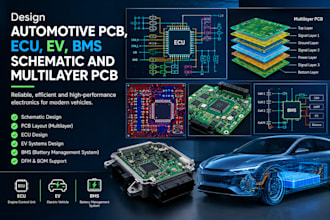 design automotive pcb, ecu, ev, bms schematic and multilayer pcb