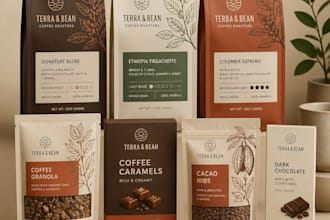 design premium coffee pouch packaging, bag and coffee label