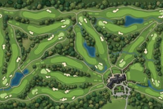 design illustrated golf course maps, golf resort maps and course guides