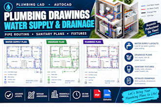 draw plumbing plans, water supply and drainage layouts