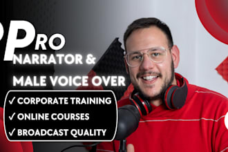 record conversational male voiceover, elearning and educational content narrator