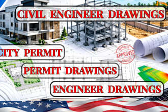 civil engineer permit drawings, building permit site grading plan engineer stamp
