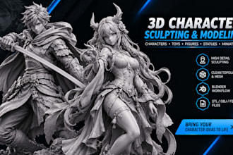 sculpt 3d anime characters, action figures, toys, and miniatures for 3d printing