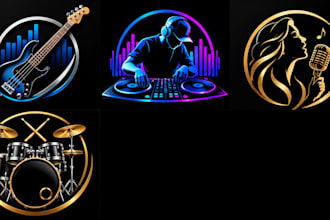 design a professional bass, dj, vocal lessons, drum logo