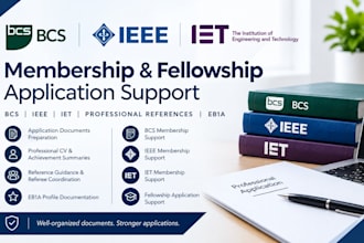assist with bcs ieee and iet professional application documents and references
