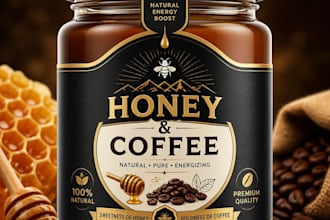 do attractive or eye catchy honey, coffee logo label design
