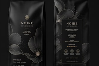 design coffee labels, packaging, and pouches