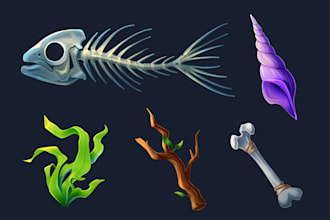design and draw 2d game assets and props