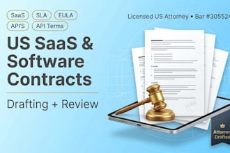 draft a saas subscription agreement with sla terms as a US attorney