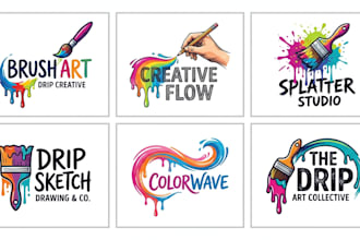 create a brush, drawing, and dripping logo design