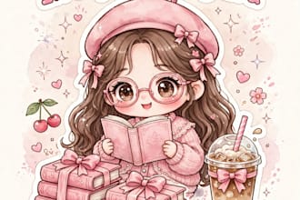 design cute coquette bookish stickers and kawaii capybara png stickers