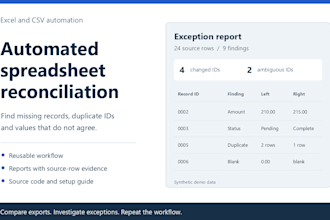 automate excel reconciliation and data validation reports