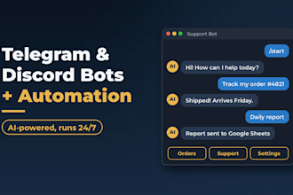 build a custom telegram or discord bot or ai automation script