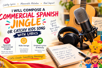 compose a commercial spanish jingle or catchy kids song with lyrics