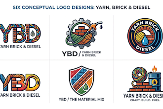 create a yarn, brick, and diesel logo design