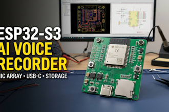 design esp32 s3 ai voice recorder pcb with usb c mems emmc mcu microphone array