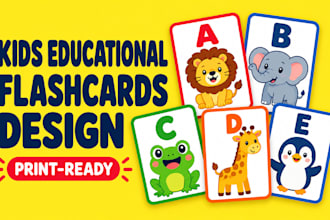 design educational flashcards, kids learning cards, and memory card game