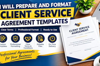 prepare and format client service agreement templates