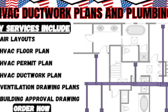 design hvac ductwork plans, equipment layouts for residential building approval