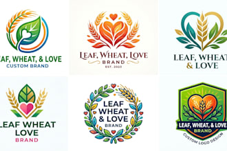design a custom leaf, wheat, and love brand logo