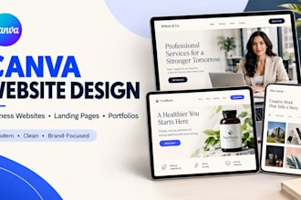 do canva website design, canva landing page, portfolio website, website redesign