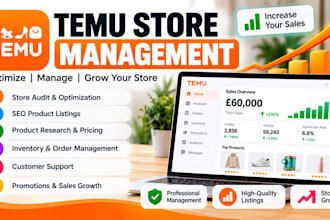 manage your temu store with product listings SEO and ads