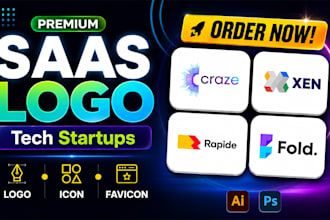 design modern saas logo, tech startup and software branding