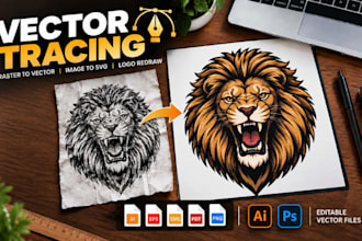 vector tracing, raster vector conversion, image to svg, editable vector artwork