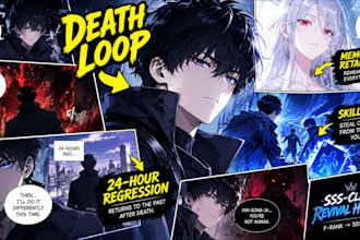 design dynamic youtube thumbnails in anime or manhwa style