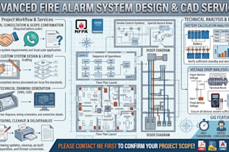 fire alarm autocad drafting, cad drawings, riser diagrams