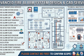 fire alarm system design cad floor plans, calculations