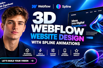 build 3d webflow animated website interactive business website developer spline