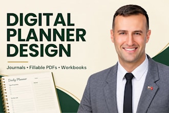 design digital planners, fillable pdfs, journals and workbooks