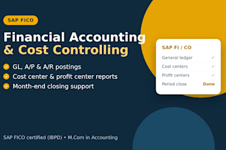 provide sap fico support for finance and cost controlling