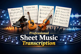 transcribe piano music, arrange songs and create piano accompaniment sheet music