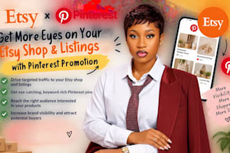 promote etsy shop and listings with pinterest pins, etsy SEO, and description