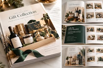 design christmas gift catalog, holiday gift guide, product catalog and brochures