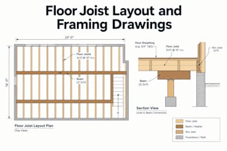 floor joist layout, framing plan, beam, bearing, openings